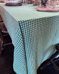 Linen Emerald Checks tablecloth