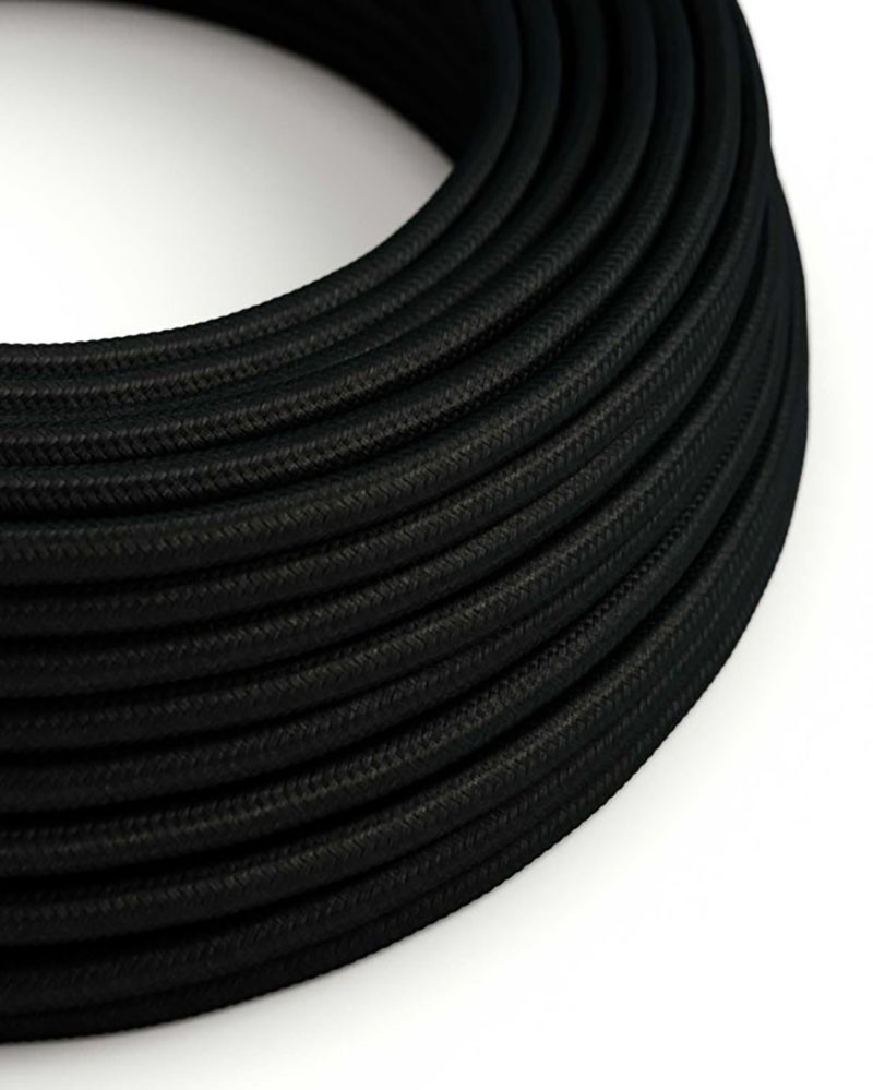 Câble électrique tissu Noir - effet soie