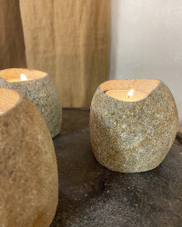 Candleholder/Egg cup Valley in river stone