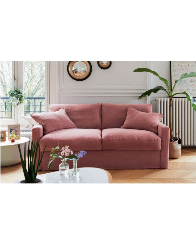 Canapé convertible Bidart 3pl en lin - Composable