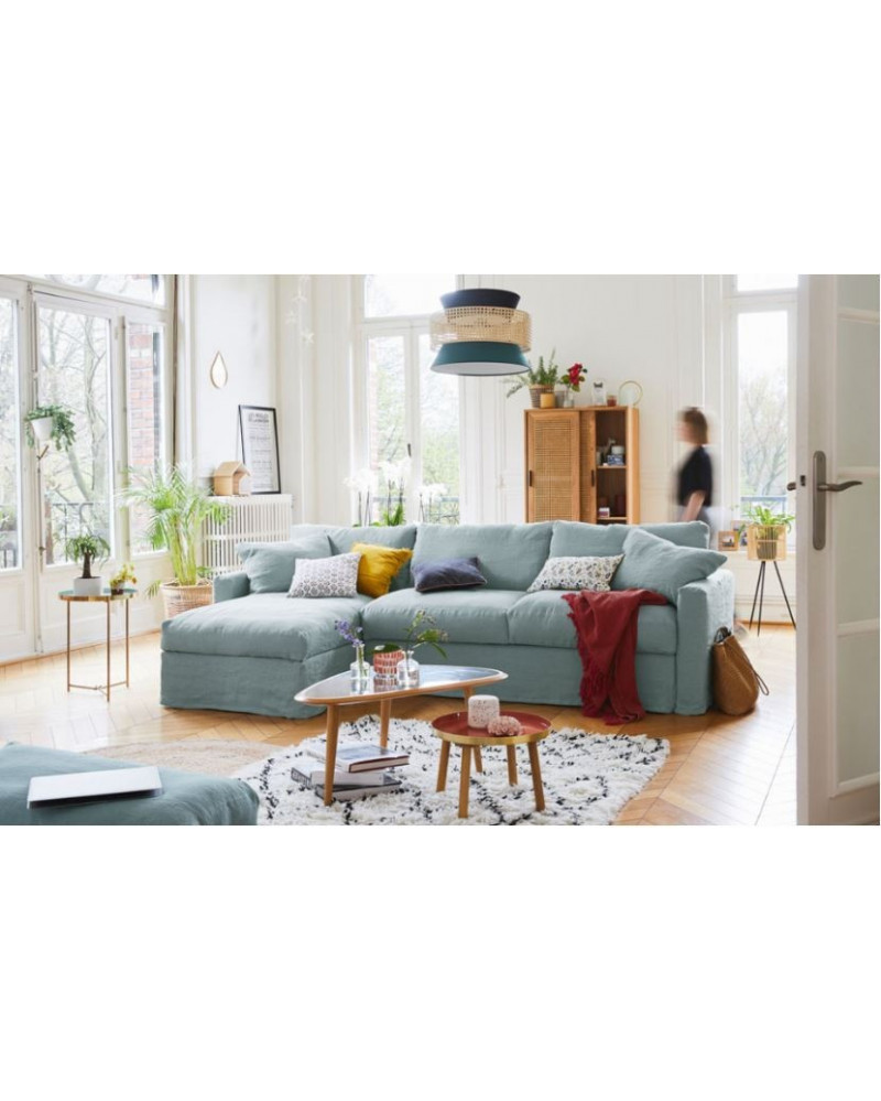 Canapé convertible Bidart 3pl en lin - Composable