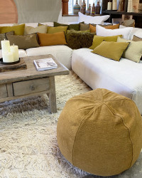 Pouf bulle en Lin Toile Tuftée Upcyclée par Maison de Vacances