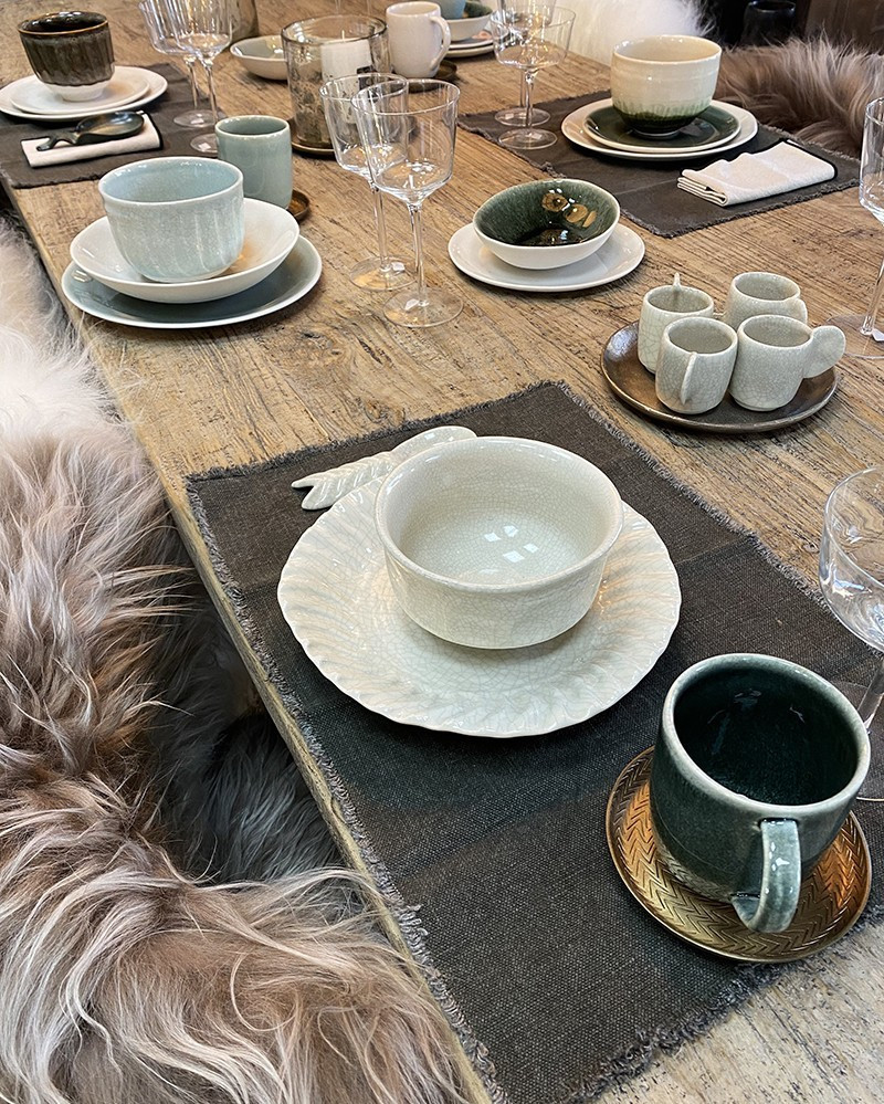 Vaisselle Dashi en grès émaillé quartz craquelé par Jars
