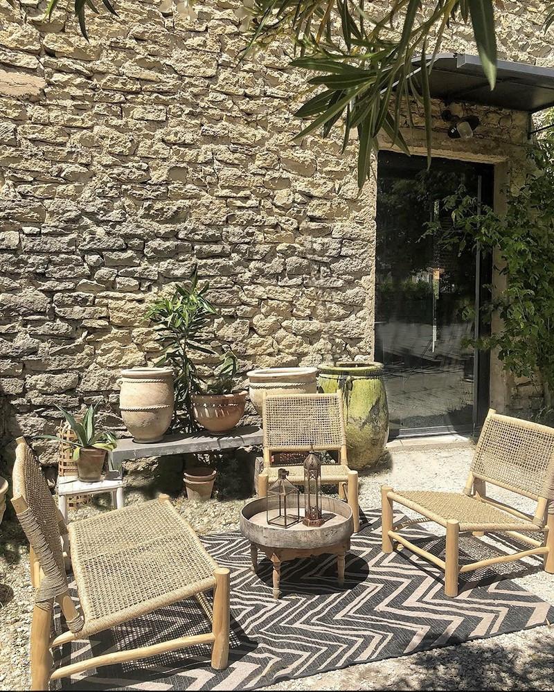 Ensemble de jardin Lampok en teck & polyfibres