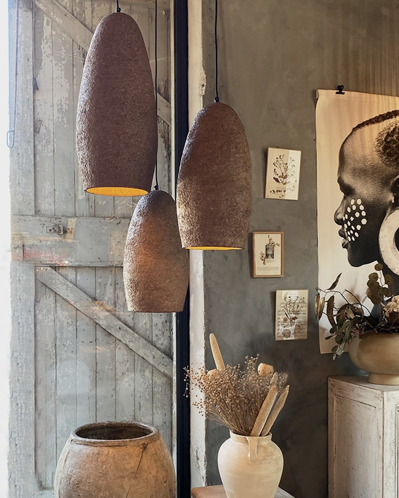Recycled papier-mâché Divala pendant lamp