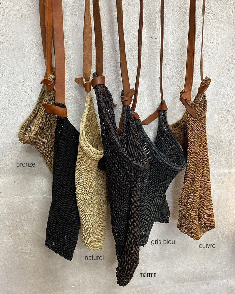 Agave & Leather Net Bag