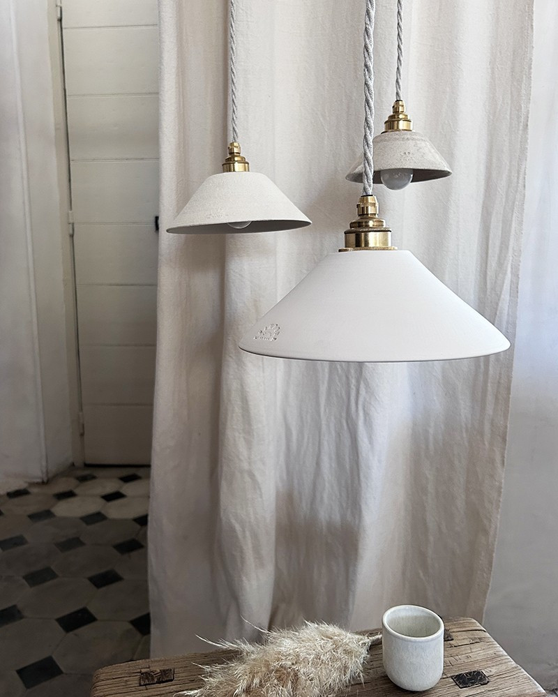 Terracotta Matte White Lisette pendant lamp by Enamoura