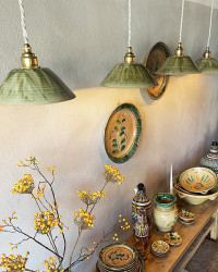 Enamelled sandstone verbena Lisette pendant lamp by Enamoura