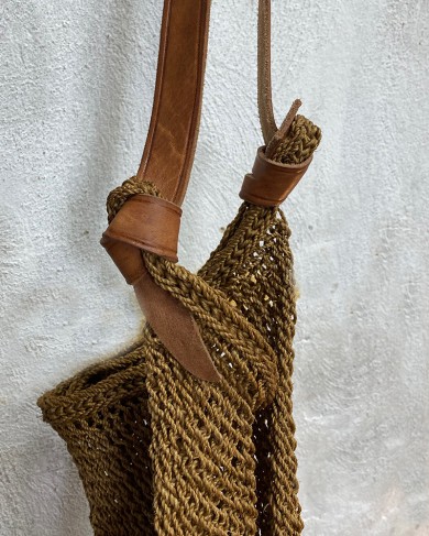 Agave & Leather Net Bag