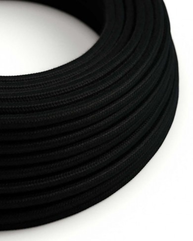 Black Fabric Outdoor Electrical Cable- silk effect