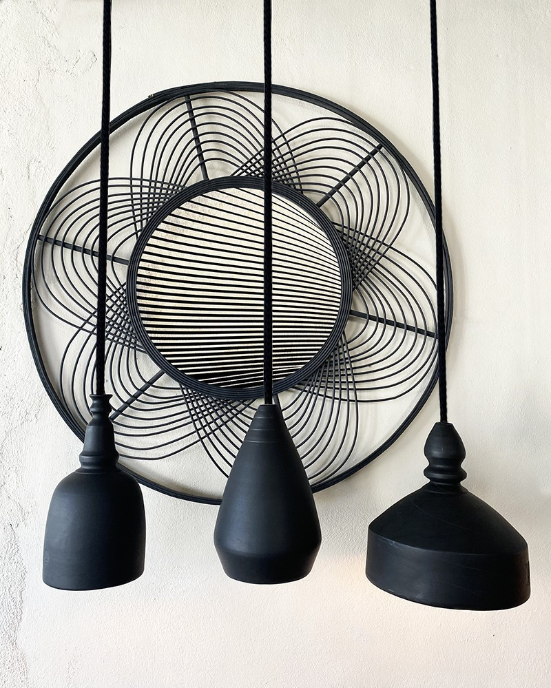 Black ceramic Pendant lamp by The Gentle Factory