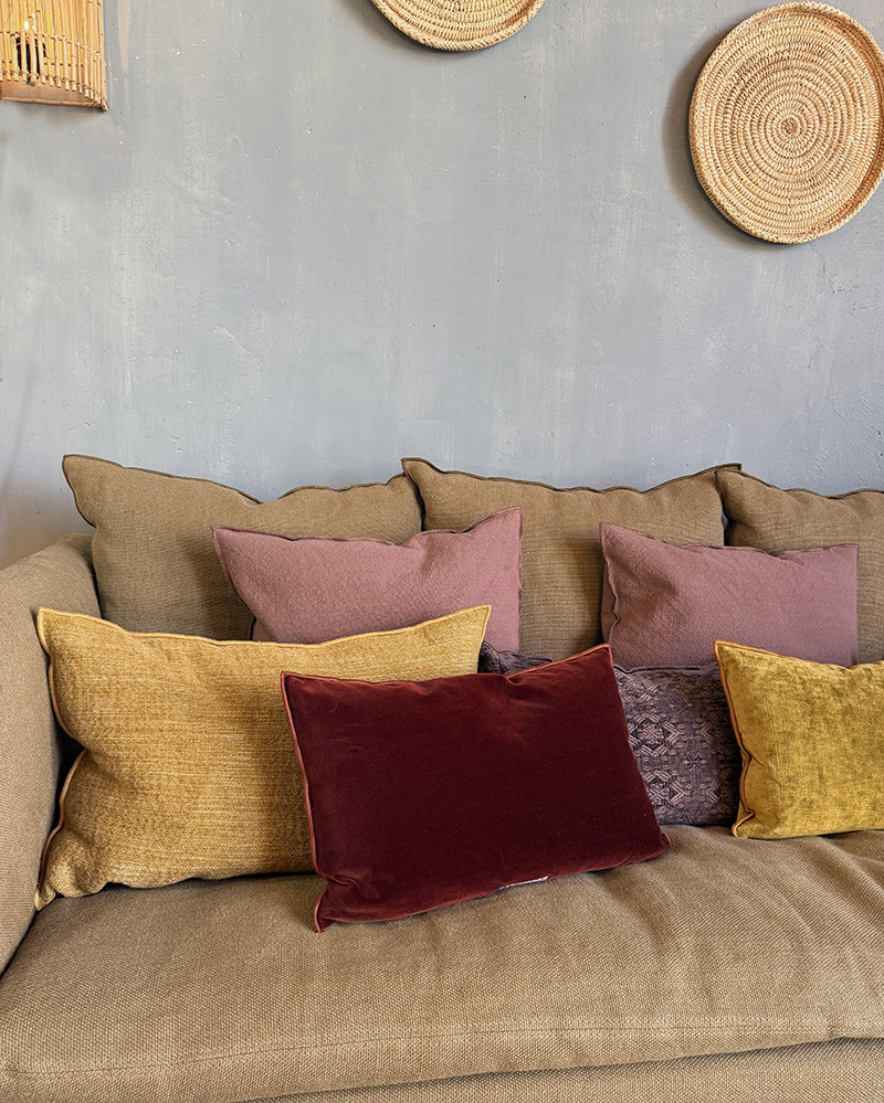 Petit Coussin rectangulaire en Velours Palazzo Maison de Vacances - Plusieurs coloris