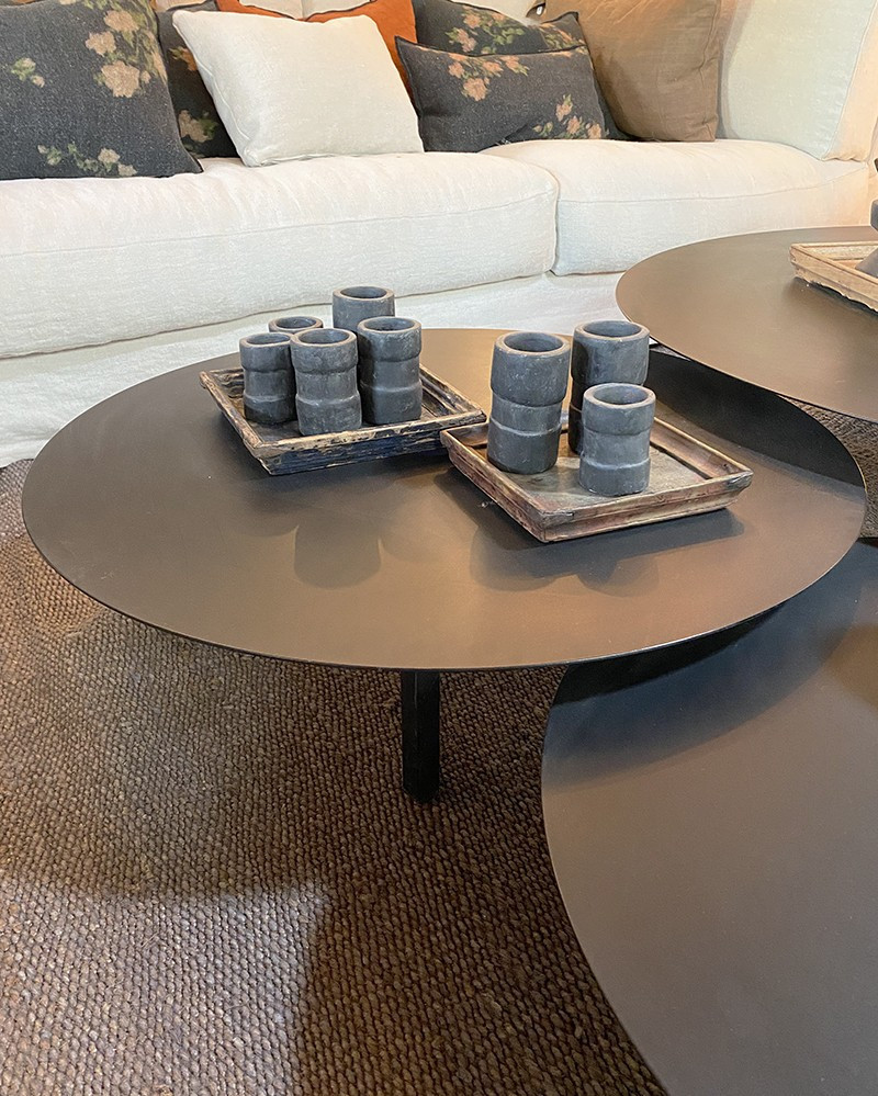 Table basse ronde en Métal noir - moyen modèle