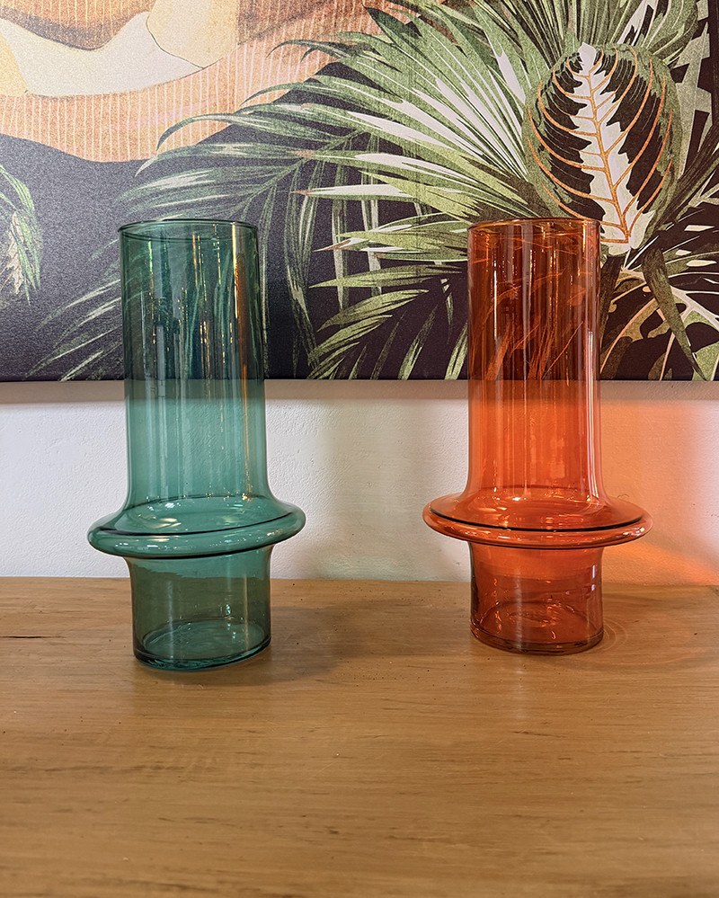 Vase tube en verre recyclé - plusieurs coloris