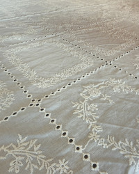 Romantic embroidered cotton tablecloth