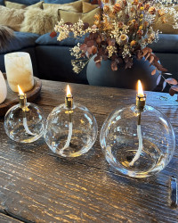 Lot de 3 Bougies/Lampes à Huile ronde en verre