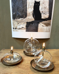 Lot de 3 Bougies/Lampes à Huile ronde en verre