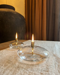 Bougie / Lampe à Huile galet en verre