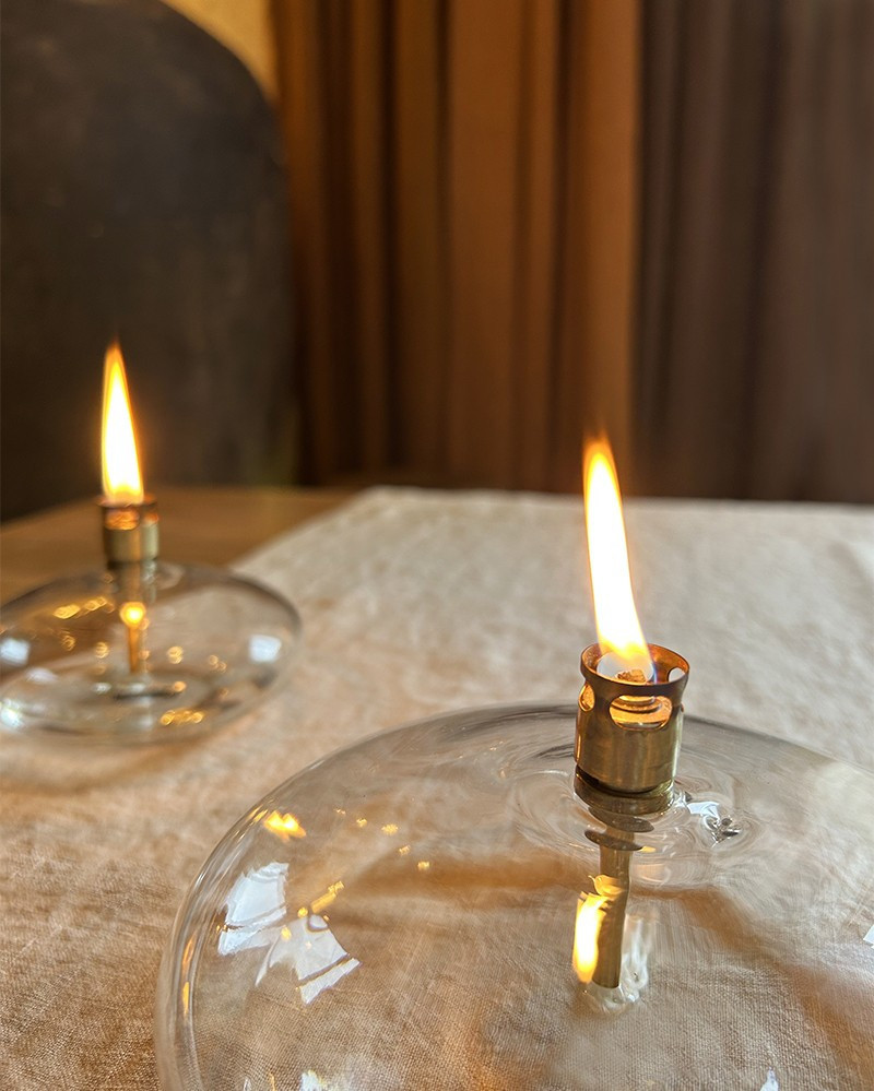 Bougie / Lampe à Huile galet en verre