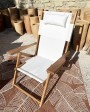 Fauteuil d'extérieur/de plage Tommy en bois & coton