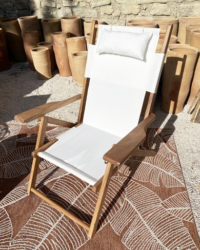 Wooden & Cotton Outdoor/ Beach Lounge Chair