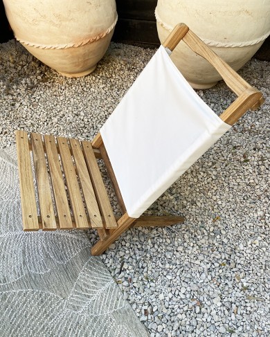 Small Wooden & Cotton Outdoor/ Beach Lounge Chair