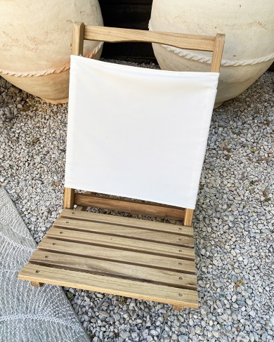 Small Wooden & Cotton Outdoor/ Beach Lounge Chair