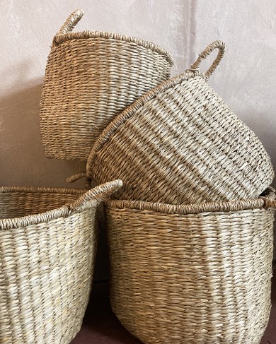 Round Water Hyacinth Basket with handles