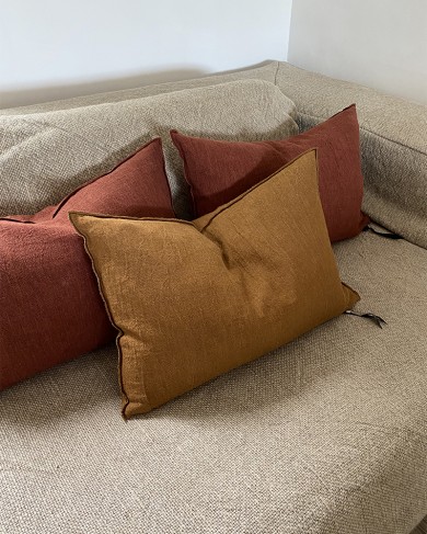 Rectangular washed Linen Crepe Vice Versa Cushion Maison de Vacances