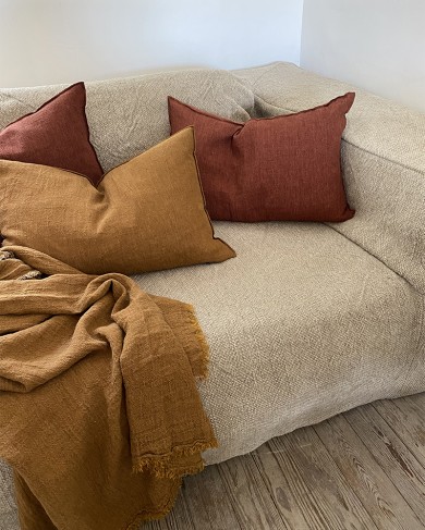 Rectangular washed Linen Crepe Vice Versa Cushion Maison de Vacances