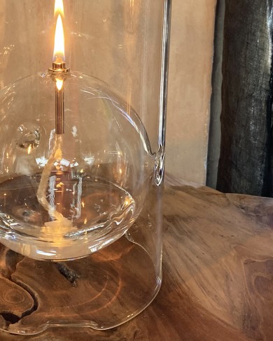 Bougie/Lampe à Huile photophore en verre