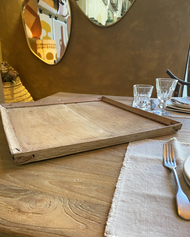 Plateau Vintage carré en Bois Naturel
