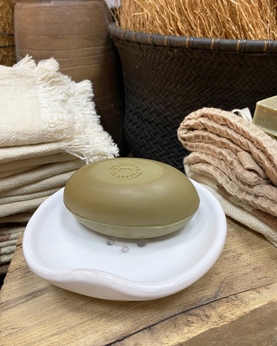 Round enamelled ceramic Soap Holder Minimal