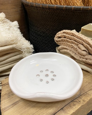 Porte-savon rond Minimal en céramique émaillée