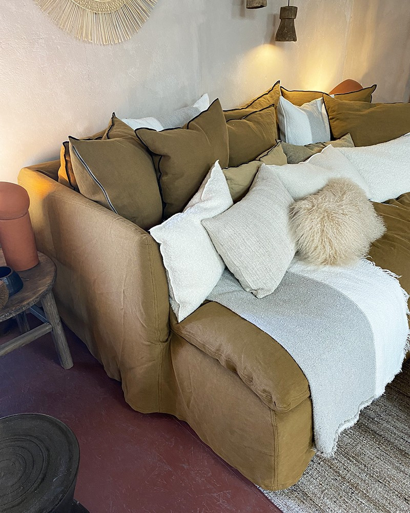 Canapé méridienne Boho Combo Playground 230/270 4pl en Lin - Composable