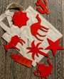 Set of 8 Christmas pieces in painted wood