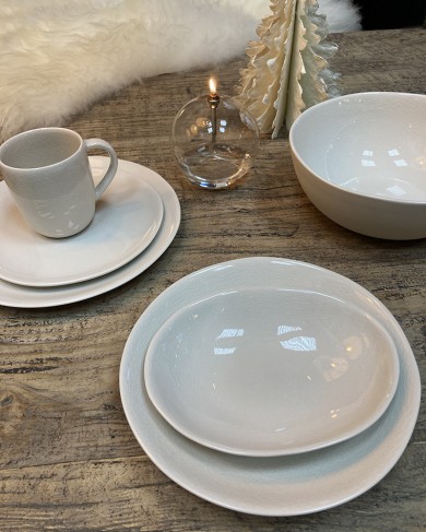 White Quartz Glazed Sandstone Tableware