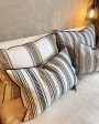 Rectangular Cyclades Embroidered Canvas Cushion in Linen by Maison de Vacances