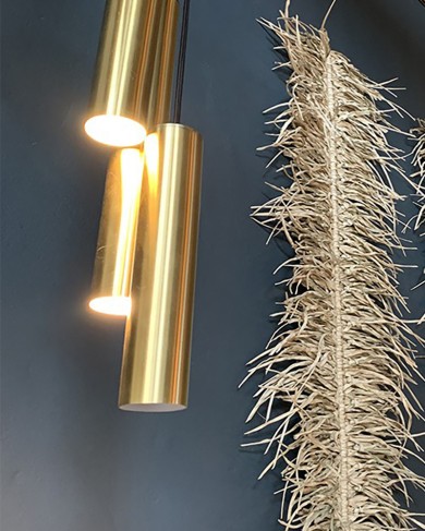 Tube Pendant Lamp in Gold Metal