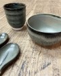 Coal Glazed Sandstone Cup & Spoon