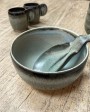 Coal Glazed Sandstone Cup & Spoon