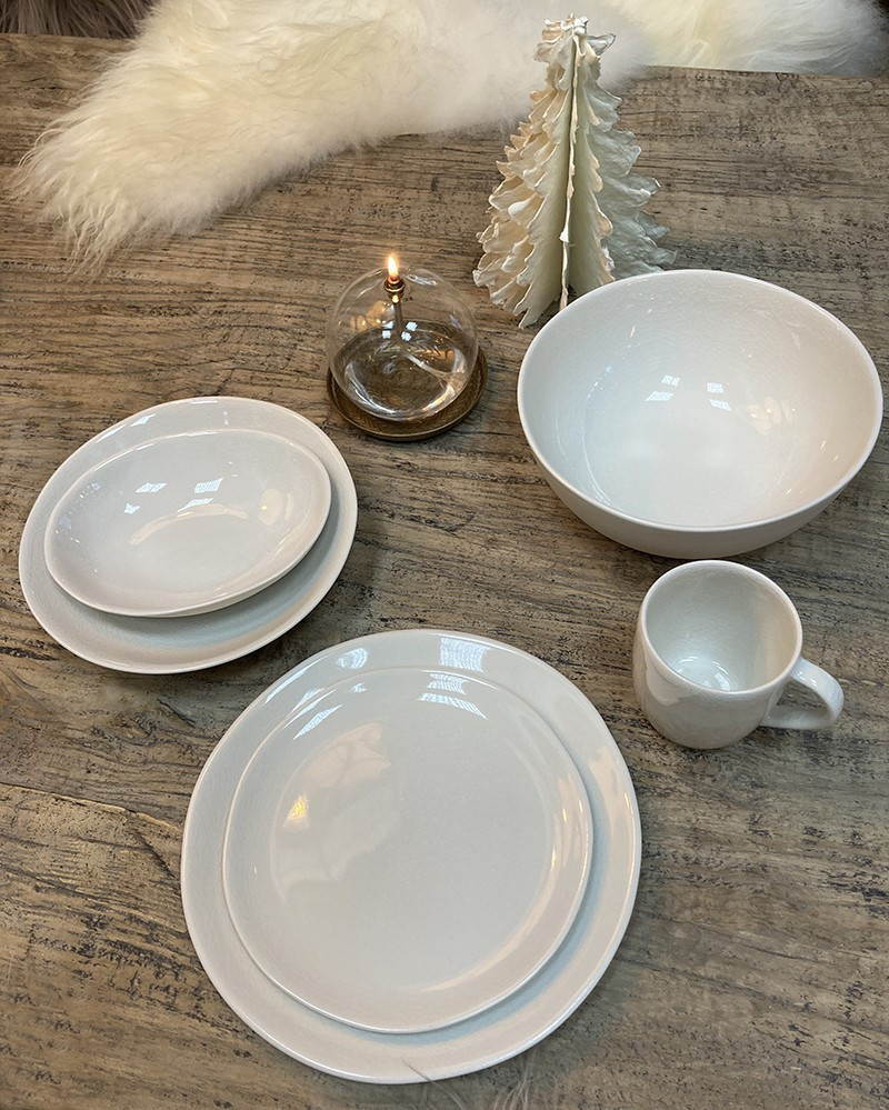 White Quartz Glazed Sandstone Tableware by Jars