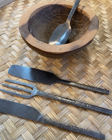 Anthracite hammered metal Serving Cutlery