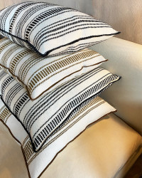 Rectangular Cyclades Embroidered Canvas Cushion in Linen by Maison de Vacances