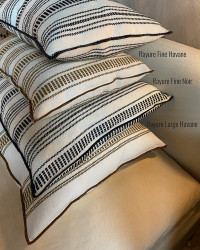 Rectangular Cyclades Embroidered Canvas Cushion in Linen by Maison de Vacances