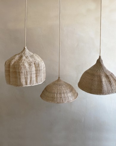 Handcrafted palm&sisal Pendant lamp Open - unique piece