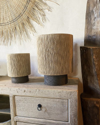 Burlap & black sandstone Kalé Table Lamp OSH by Maison de Vacances