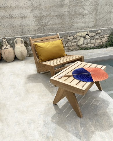 Fauteuil Lounge Kangourou en teck