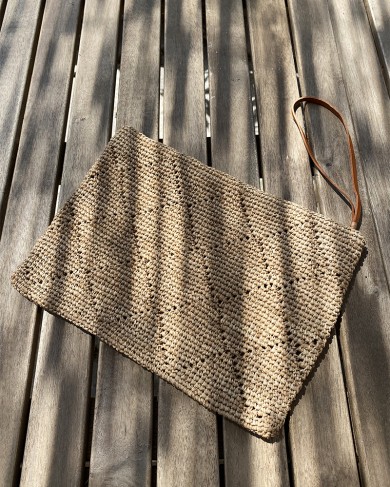 Yolande Raffia Pouch - hand made