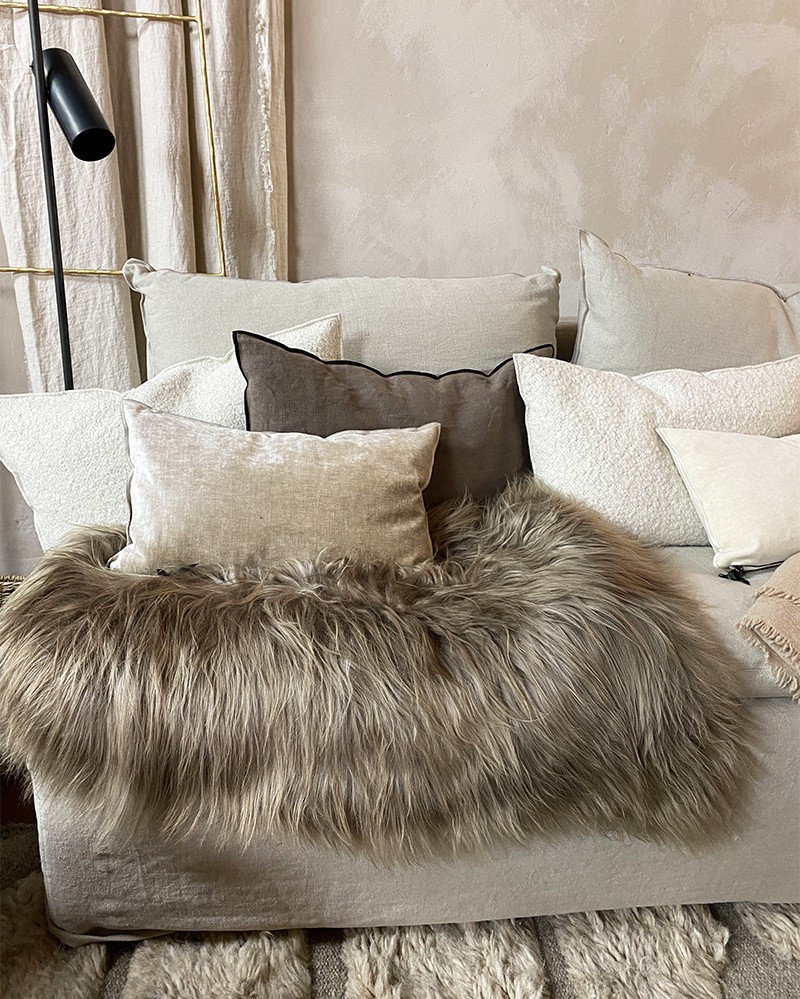 Coussin Vice Versa en Toile Yéti Blanc cassé par Maison de Vacances
